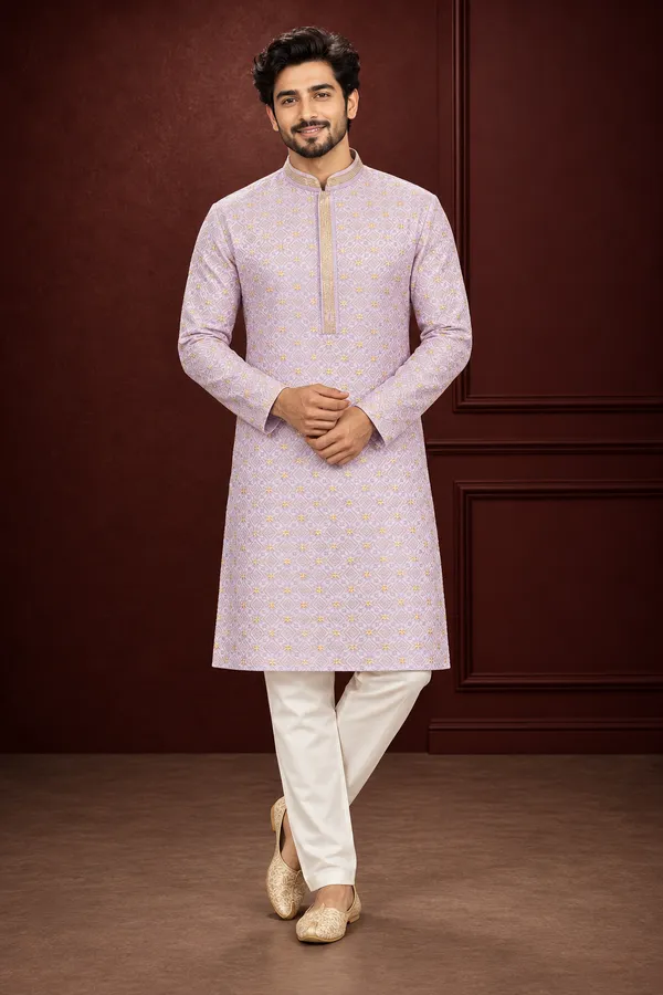Men_S_Lavender_Jacquard_Kurta_Pajama_Set