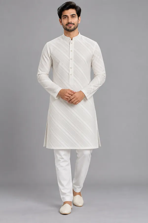 Men_S_Premium_White_Textured_Kurta