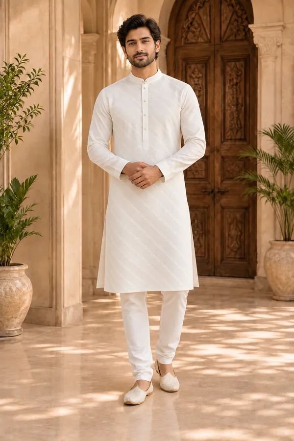 Men_S_Premium_White_Self_Stripe_Kurta