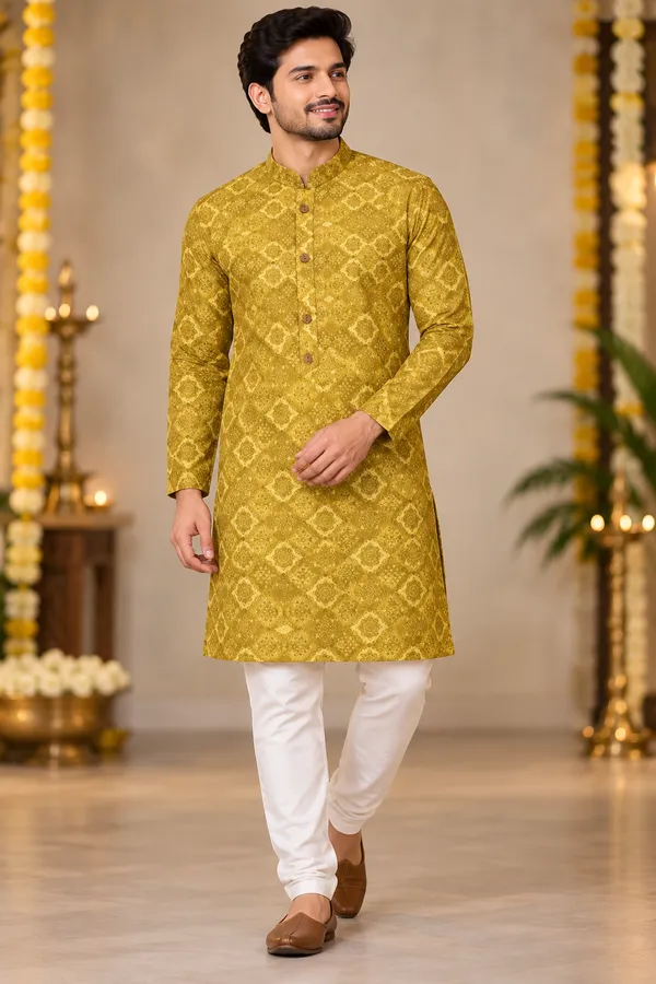 Mustard_Gold_Geometric_Print_Festive_Kurta
