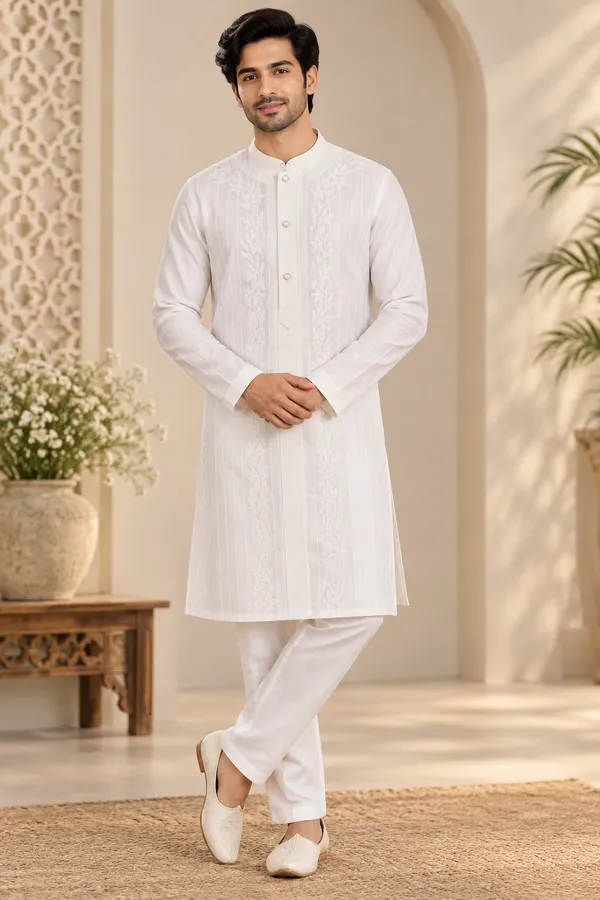 Ivory_White_Embroidered_Men_S_Kurta