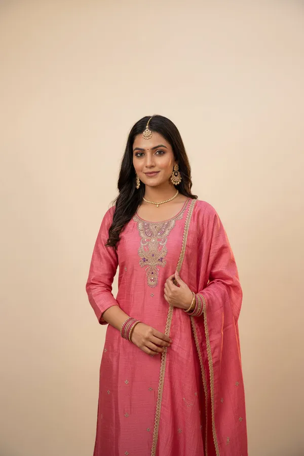 Embroidered_Festive_Kurta_Set_With_Dupatta_Pink