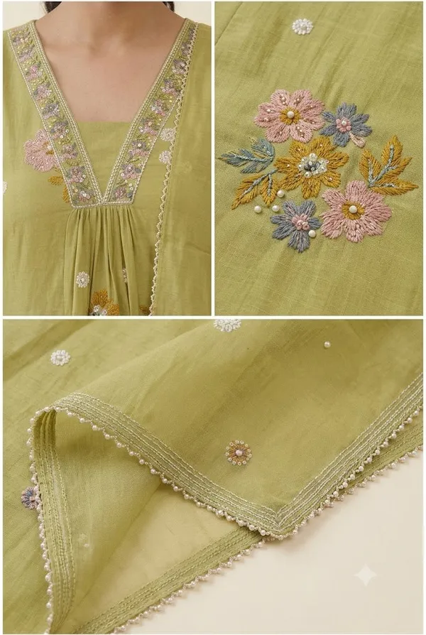 Olive_Green_Floral_Embroidered_Kurta_Set_With_Dupatta_Olive_Green