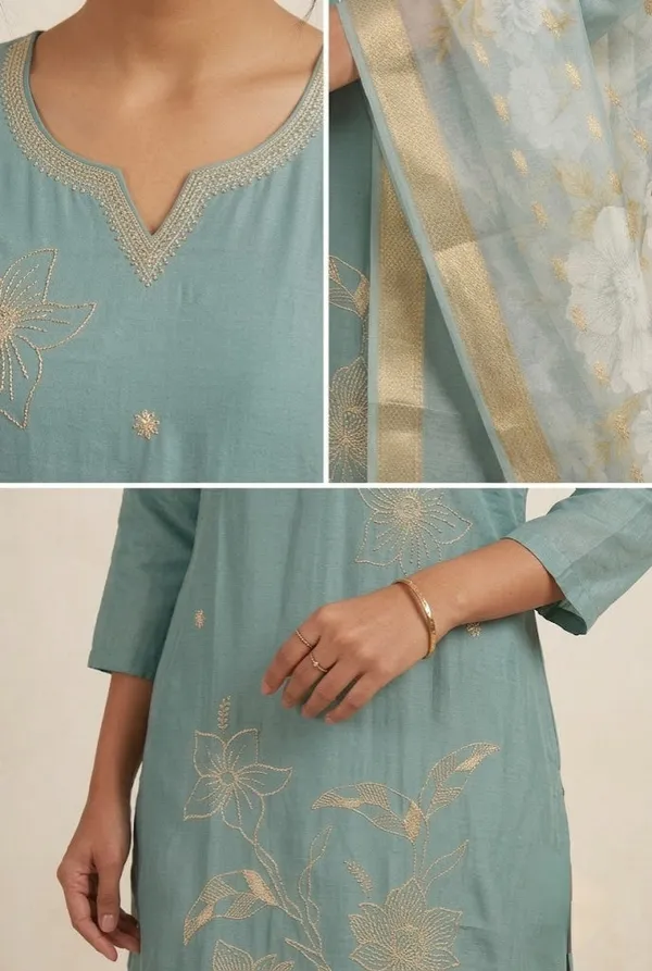 Floral_Embroidered_Kurta_Pant_Dupatta_Set_Sage_Green