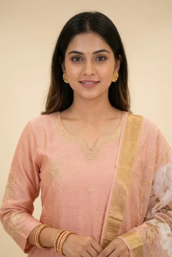 Peach_Floral_Embroidered_Kurta_Pant_Dupatta_Set_Peach_Blossom