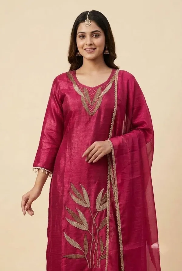 Rani_Pink_Embroidered_Kurta_Pant_Dupatta_Set_Pink