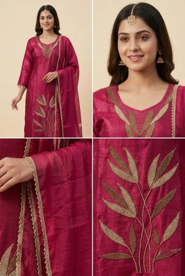 Rani_Pink_Embroidered_Kurta_Pant_Dupatta_Set_Pink