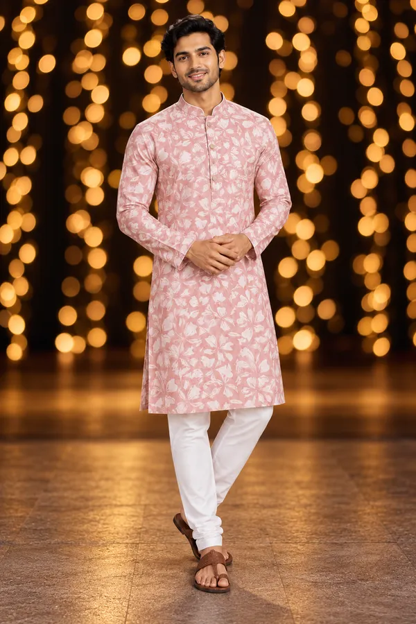 Men_S_Pink_Floral_Print_Only_Long_Sleeve_Kurta