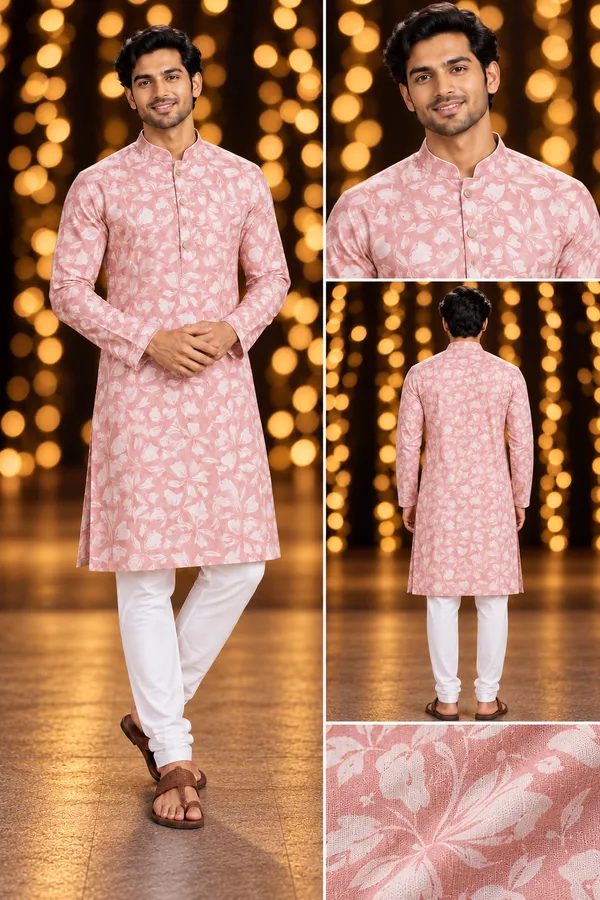 Men_S_Pink_Floral_Print_Only_Long_Sleeve_Kurta