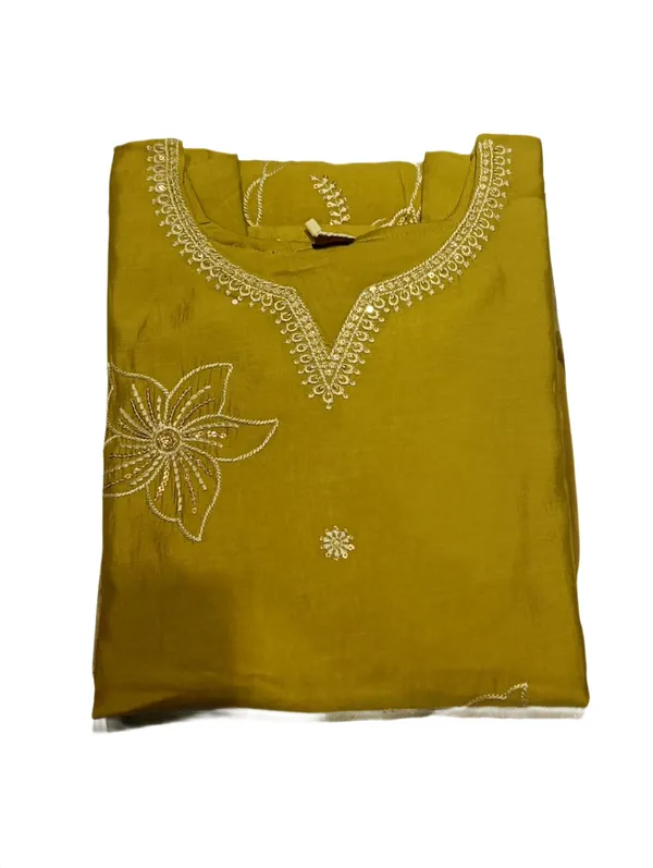 Mustard_Yellow_Embroidered_Kurta_Pant_Set_With_Floral_Dupatta_Mehendi_Olive