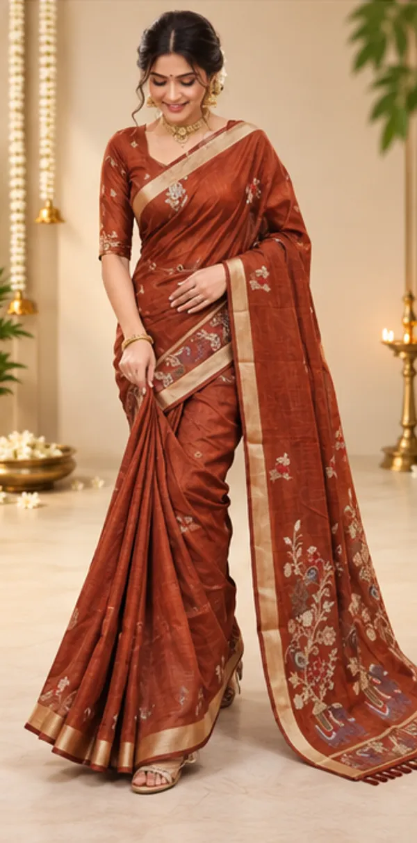 Rust_Elegance_Women_Saree_Orange