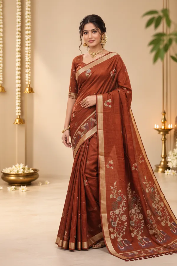 Rust_Elegance_Women_Saree_Orange