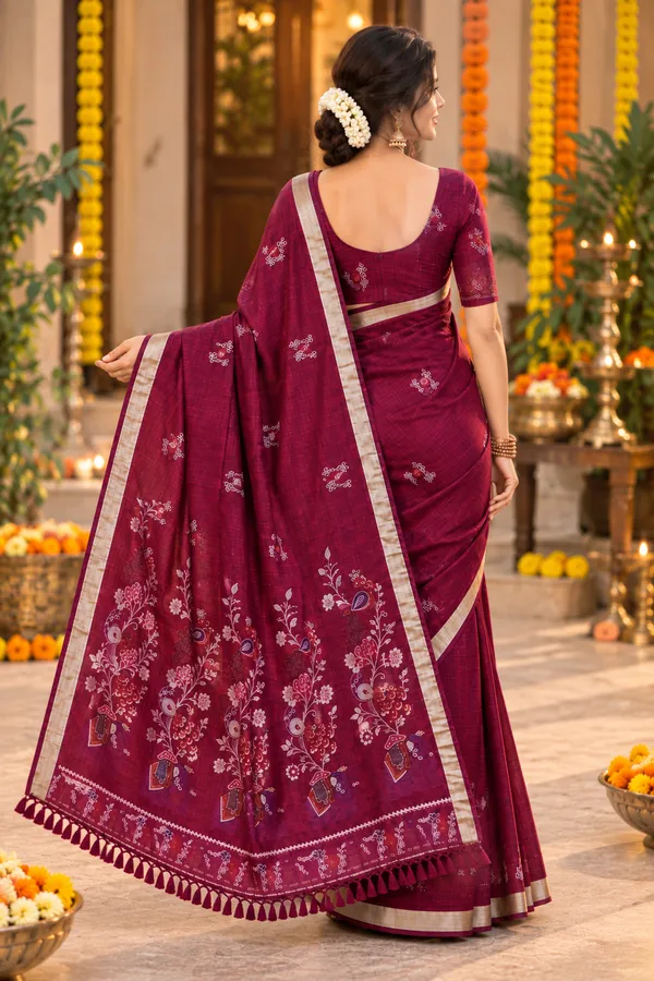 Festive_Printed_Saree_Wine_Pink