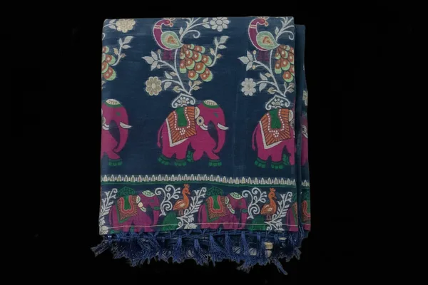 Midnight_Blue_Floral_Weave_Saree_Navy_Blue