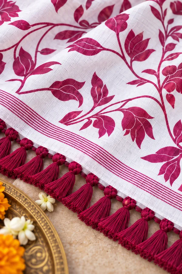 Title_Elegant_White_Magenta_Floral_Print_Saree_Magenta