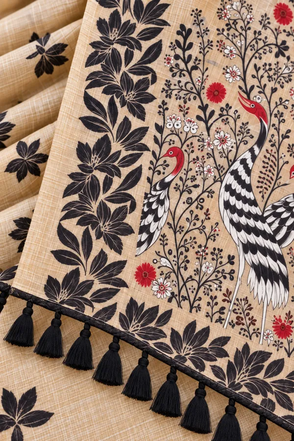 Title_Beige_Crane_Motif_Designer_Saree_Beige
