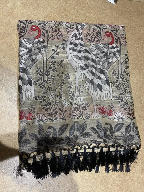 Title_Beige_Crane_Motif_Designer_Saree_Beige