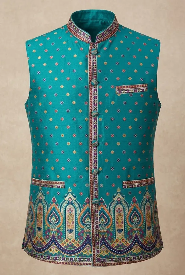 Teal_Blue_Multicolor_Motif_Nehru_Jacket