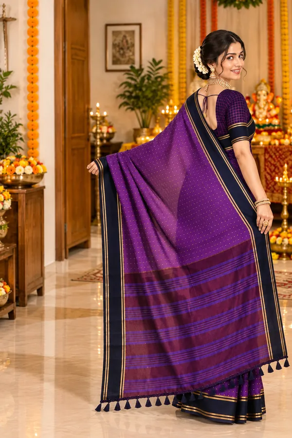 Royal_Purple_Saree_With_Navy_Blue_Border_Striped_Pallu_Purple
