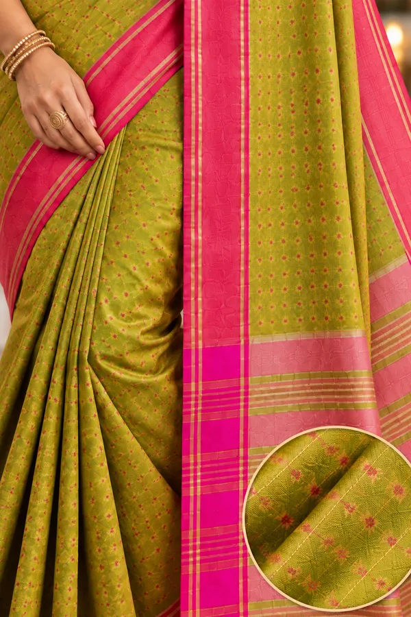 Olive_Green_Rani_Pink_Festive_Saree_Mehendi_Olive