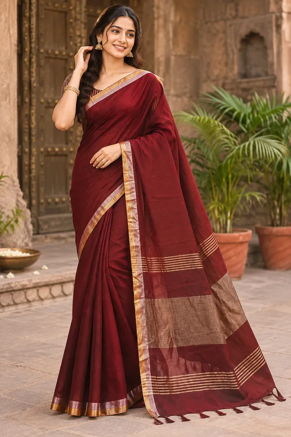 Elegant_Maroon_Handloom_Saree_Maroon