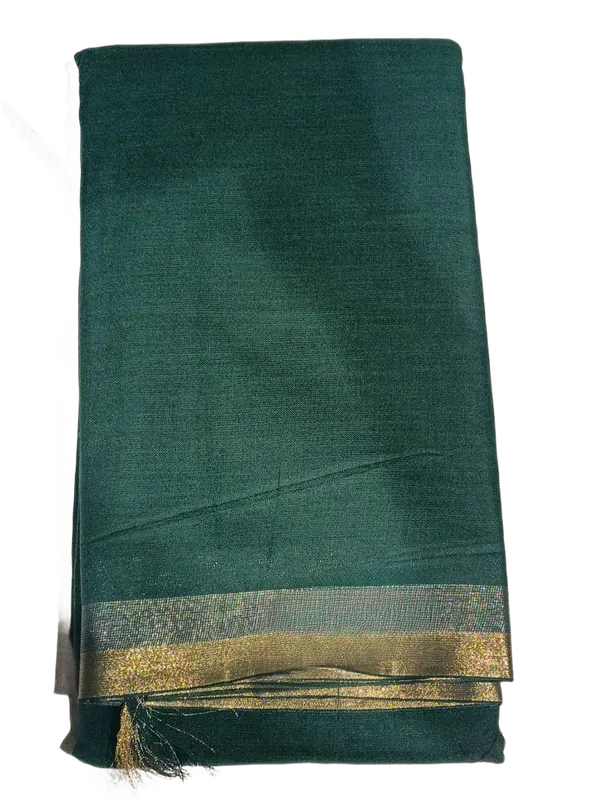 Emerald_Green_Handloom_Saree_With_Gold_Border_Dark_Forest_Green