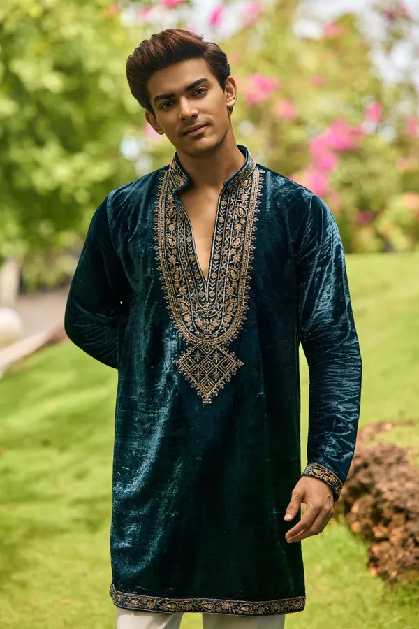 Teal_Velvet_Embroidered_Festive_Kurta_Coming_Soon