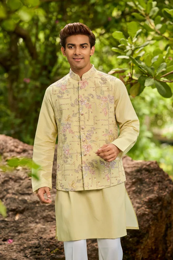Pastel_Green_Embroidered_Nehru_Jacket_Kurta_Set_Comimg_Soon