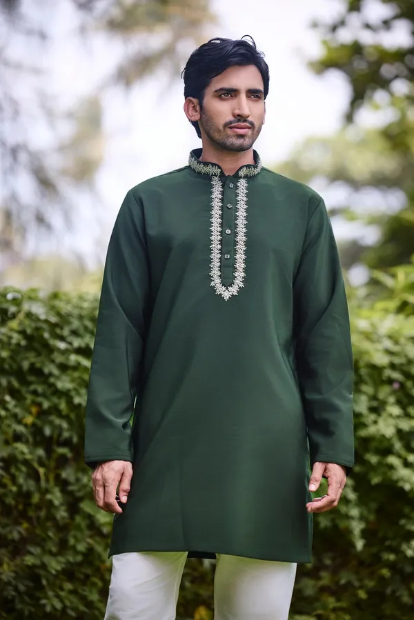 Bottle_Green_Embroidered_Festive_Kurta_Coming_Soon
