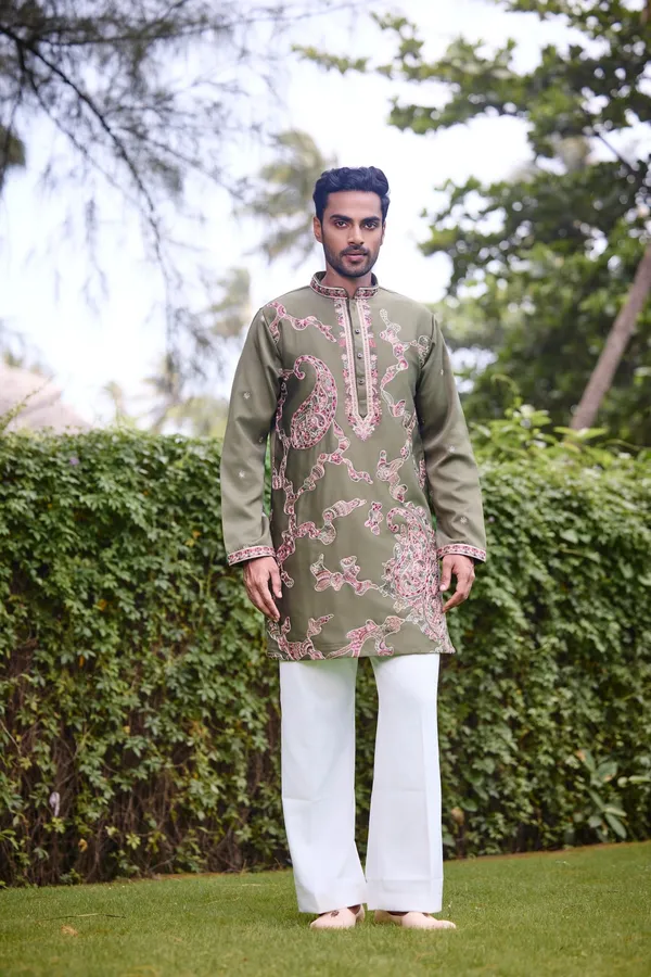Olive_Green_Embroidered_Festive_Kurta_Coming_Soon