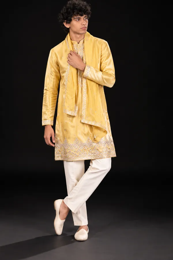 Golden_Embroidered_Festive_Sherwani_Set