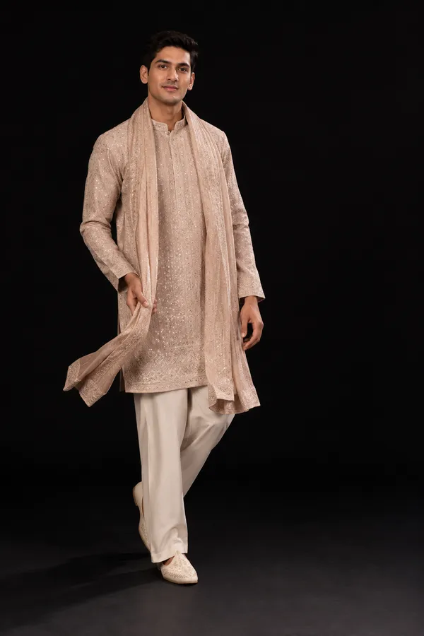 Champagne_Embroidered_Sherwani_Set