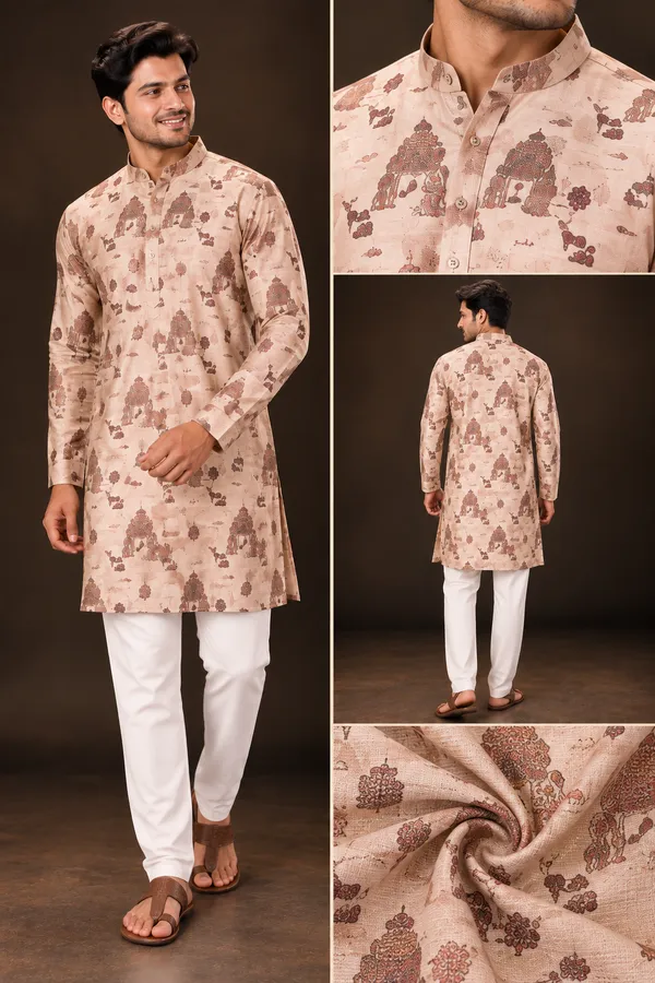 Peach_Printed_Festive_Kurta_Set