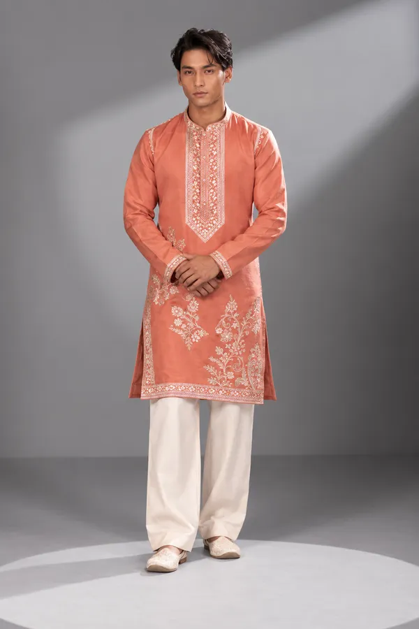 Peach_Embroidered_Festive_Kurta_Set