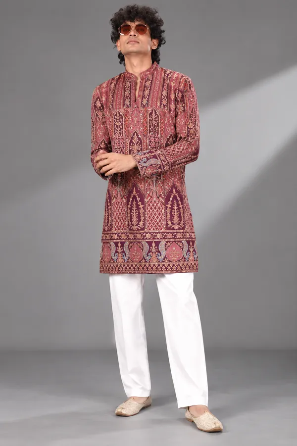 Maroon_Printed_Festive_Kurta