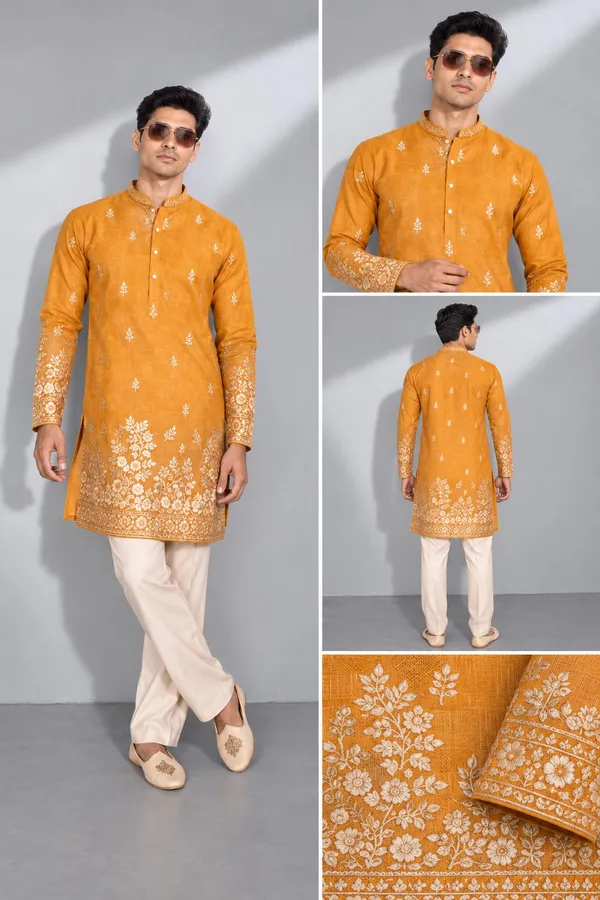 Mustard_Yellow_Floral_Embroidered_Kurta_Set