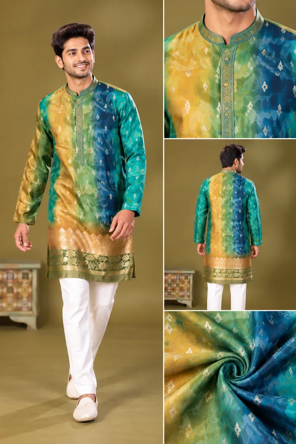 Multicolor_Jacquard_Festive_Kurta