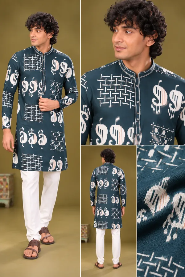 Teal_Blue_Abstract_Printed_Festive_Kurta_Set