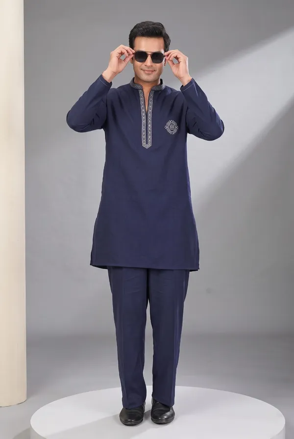 Navy_Blue_Embroidered_Kurta_Set
