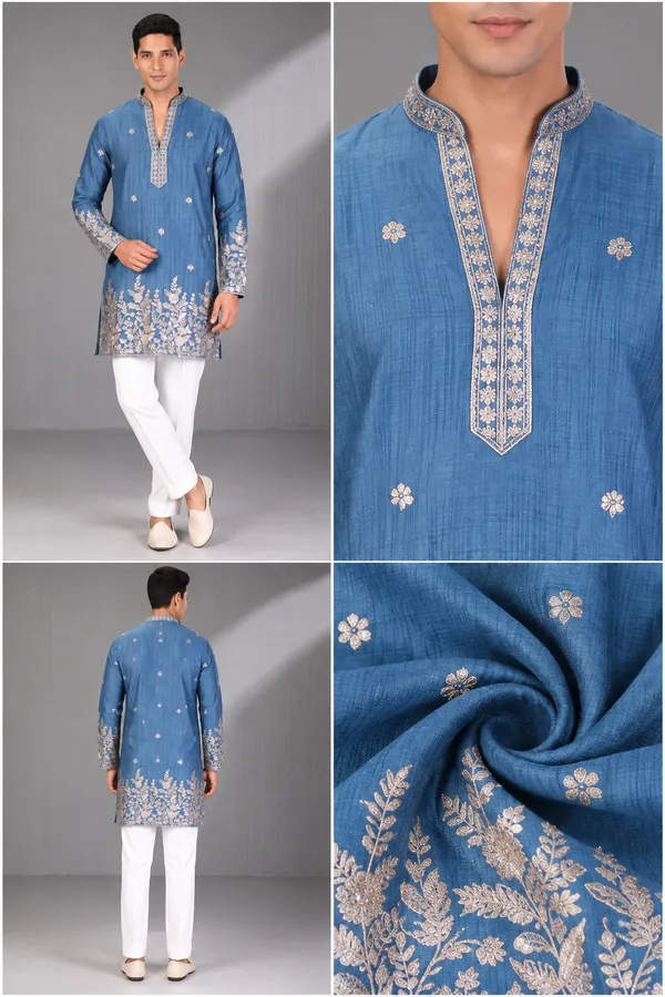 Blue_Embroidered_Festive_Kurta_Set