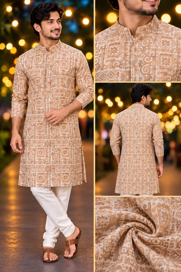 Beige_Rust_Ethnic_Print_Only_Kurta