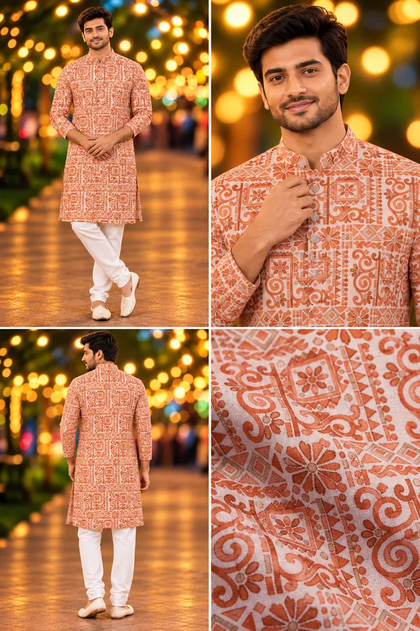 Men_S_Orange_Ethnic_Print_Kurta