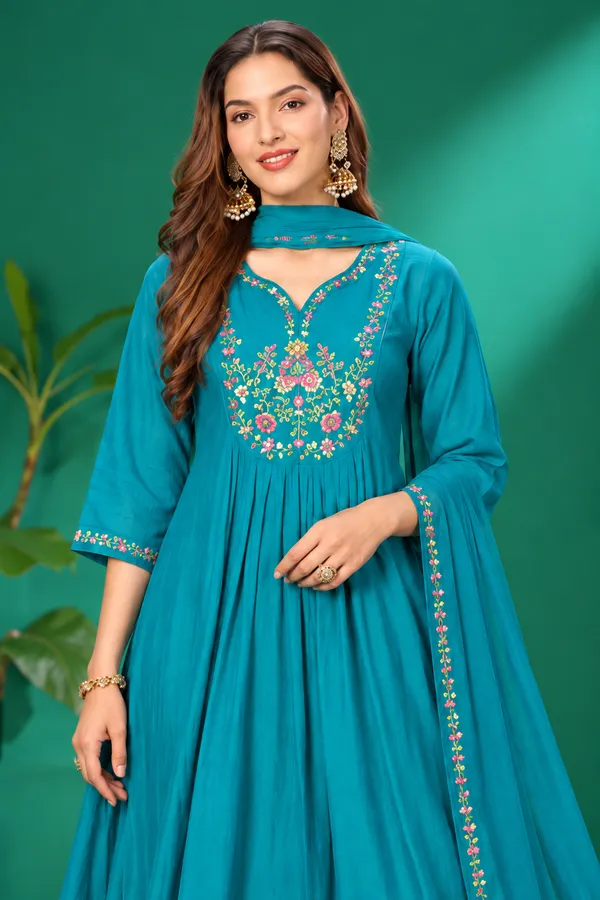 Teal_Blue_Embroidered_Festive_Kurta_Set_Teal_Blue