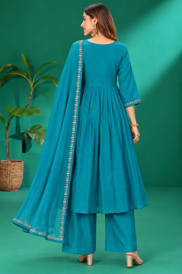 Teal_Blue_Embroidered_Festive_Kurta_Set_Teal_Blue