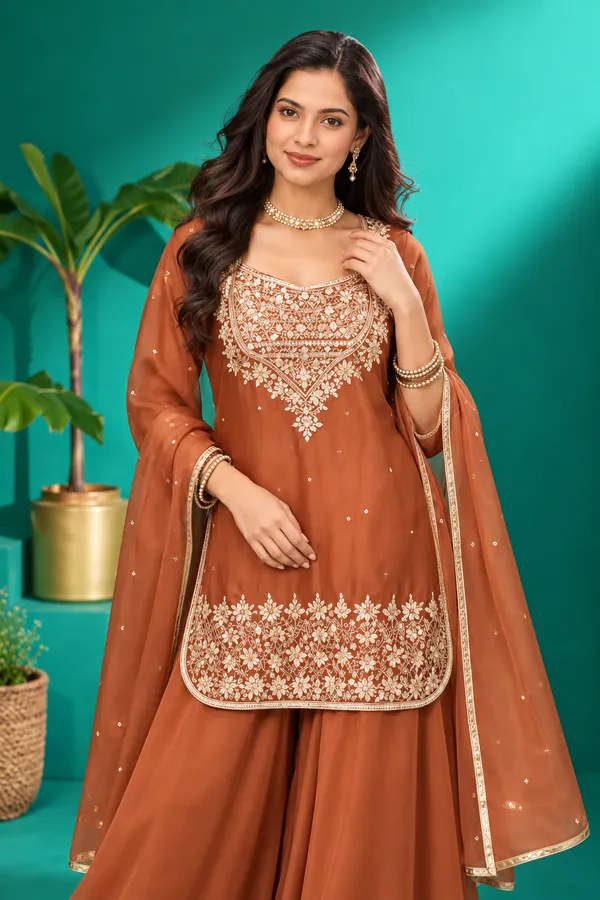 Rust_Brown_Embroidered_Palazzo_Suit_Set_Brown