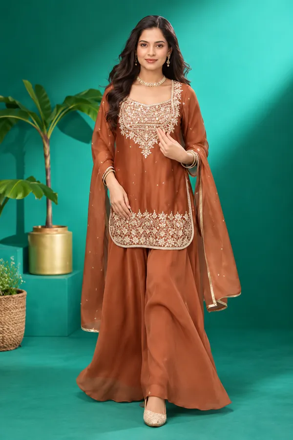 Rust_Brown_Embroidered_Palazzo_Suit_Set_Brown