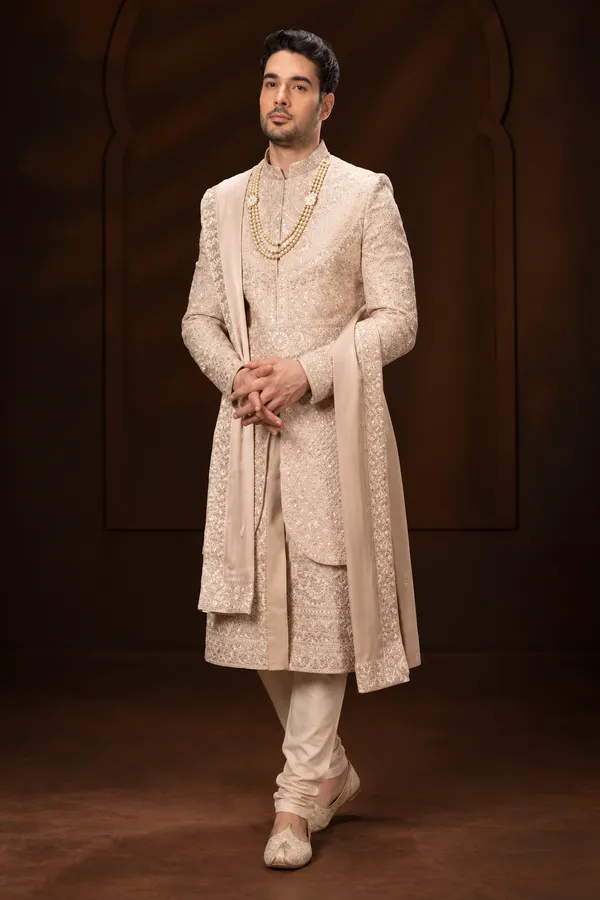 Ivory_Pearl_Embroidered_Groom_Sherwani