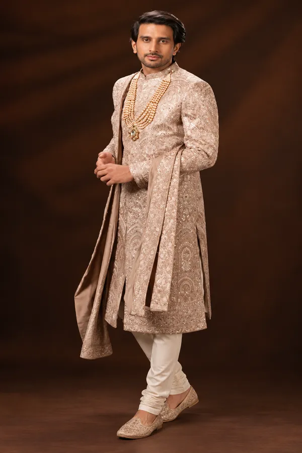 Champagne_Gold_Embroidered_Groom_Sherwani