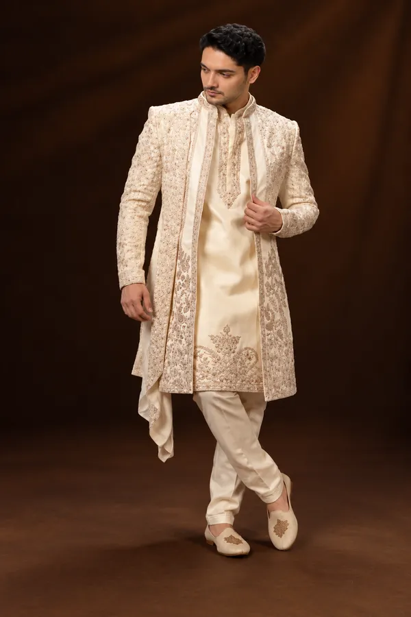 Ivory_Gold_Embroidered_Indo_Western_Sherwani_Set