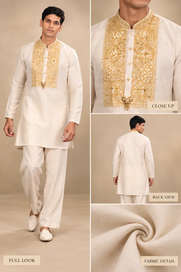 Ivory_Kurta_With_Golden_Embroidered_Panel